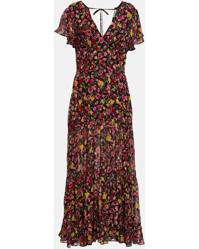 RIXO London Delicia Floral-print Metallic Fil Coupé Chiffon Maxi Dress - Multicolour