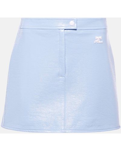 Courreges Logo High-rise Cotton-blend Miniskirt - Blue