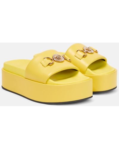 Versace Medusa '95 Leather Platform Sandals - Yellow