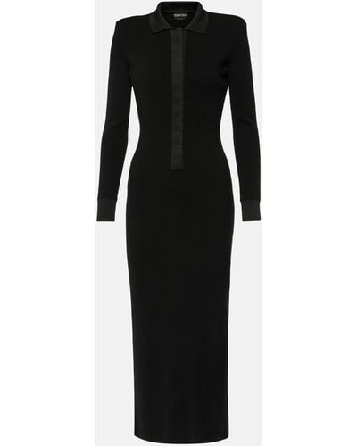 Tom Ford Wool And Silk-blend Maxi Dress - Black