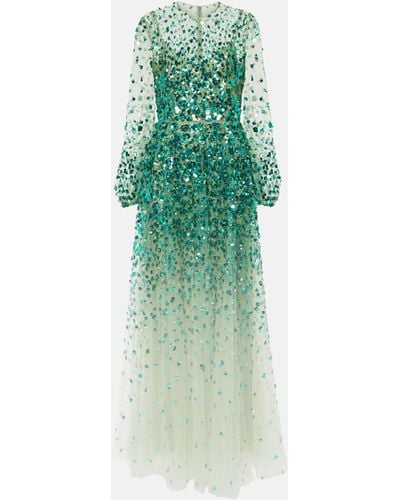 Valentino Embellished Tulle Gown - Green