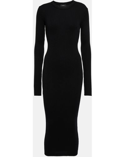 Wardrobe NYC Ribbed-knit Wool Midi Dress - Black