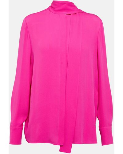 Valentino Tie-neck Silk Georgette Shirt - Pink
