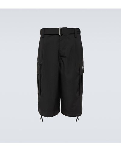 KENZO Virgin Wool Cargo Shorts - Black
