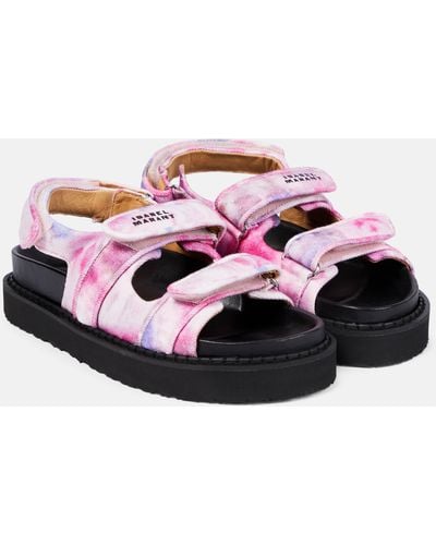 Isabel Marant Madee Tie-dyed Twill Sandals - Pink