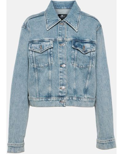 7 For All Mankind Nellie Cropped Denim Jacket - Blue