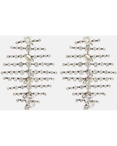 Saint Laurent Crystal-embellished Drop Earrings - White