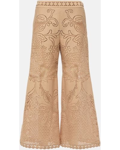 Valentino Guipure Lace Wide-leg Pants - Natural