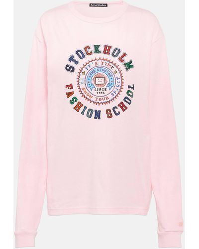 Acne Studios Printed Cotton Jersey Top - Pink
