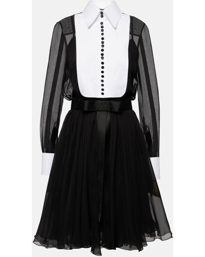 Dolce & Gabbana Silk And Cotton-blend Midi Dress - Black