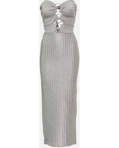 Tom Ford Sleeveless Cutout Metallic Gown - Grey