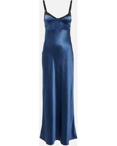Sir. The Label Depeche Balconette Satin Gown - Blue