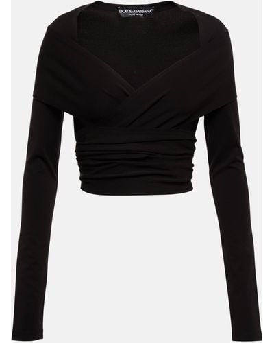 Dolce & Gabbana X Kim Ruched Jersey Gloved Top - Black