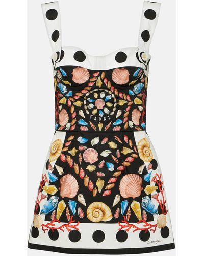 Dolce & Gabbana Capri Printed Cotton Corset Dress - Multicolour