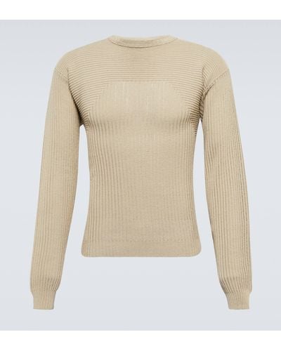 Rick Owens Ribbed-knit Cotton Sweater - Natural
