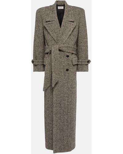Saint Laurent Oversized Wool-blend Coat - Grey