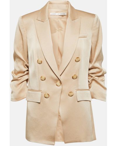 Veronica Beard Tomi Dickey Double-breasted Satin Blazer - Natural