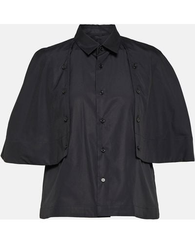 Noir Kei Ninomiya Cropped Cotton Poplin Shirt - Black