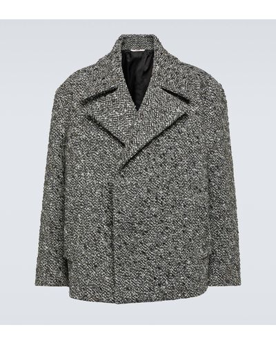 Valentino Embellished Boucle Wool-blend Jacket - Grey