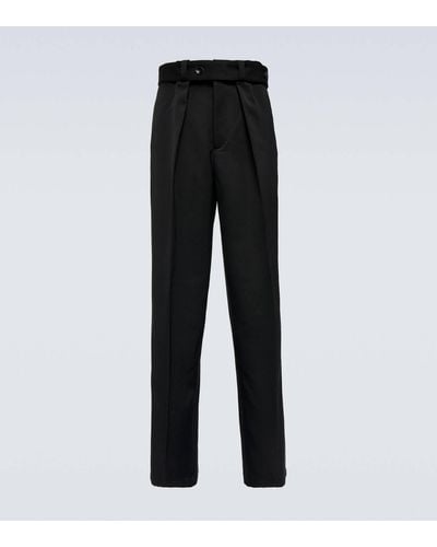 Jil Sander Mid-rise Wide-leg Wool Pants - Black