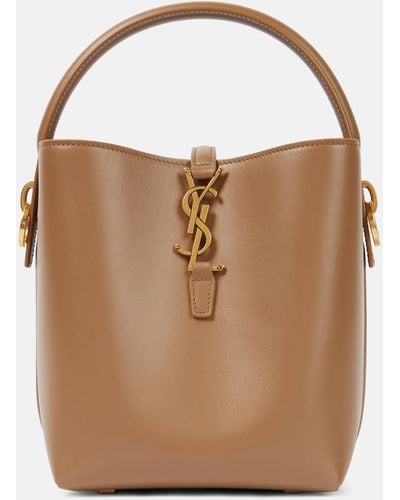 Saint Laurent Le 37 Small Leather Bucket Bag - Brown