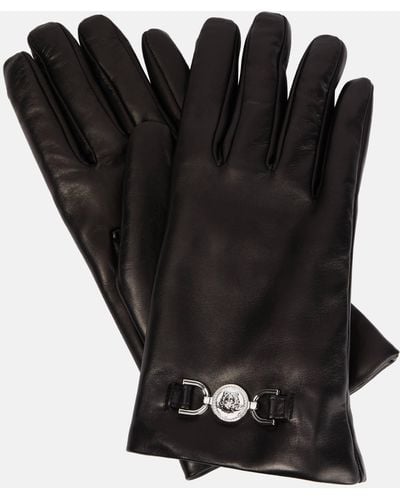 Versace Medusa Leather Gloves - Black