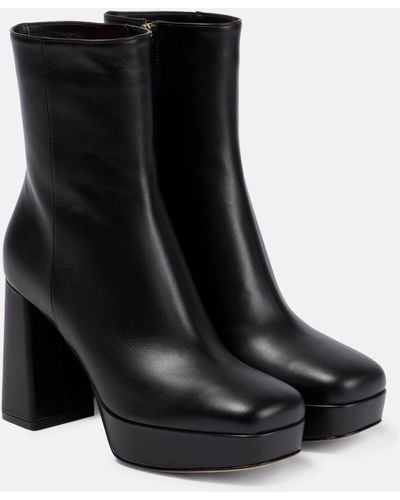 Gianvito Rossi Leather Platform Ankle Boots - Black