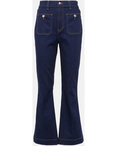 Veronica Beard Carson Cropped Flared Jeans - Blue