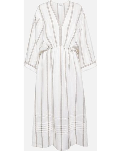 Loro Piana Henrietta Striped Linen Maxi Dress - White