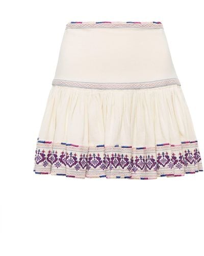 Isabel Marant Tyruss Embroidered Cotton Miniskirt - Natural