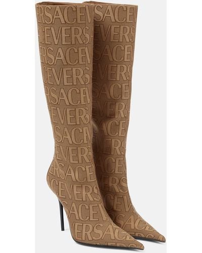 Versace Allover Knee-high Boots - Brown
