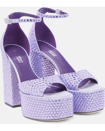 Paris Texas Holly Tatiana Embellished Leather Platform Sandals - Purple