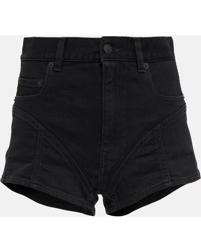 Mugler Lace-trimmed High-rise Denim Shorts - Black