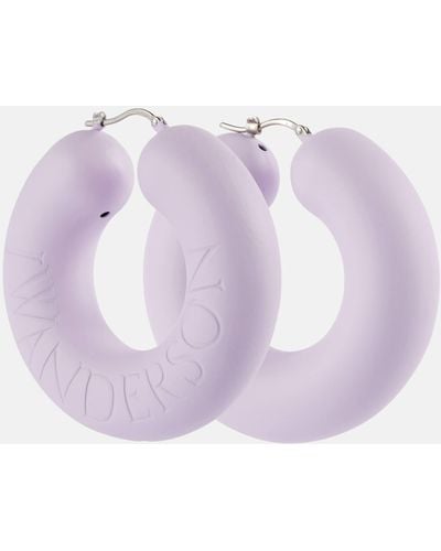 JW Anderson Logo Hoop Earrings - Purple