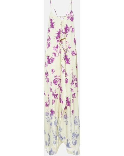 Jil Sander Ruffled Floral Maxi Dress - White