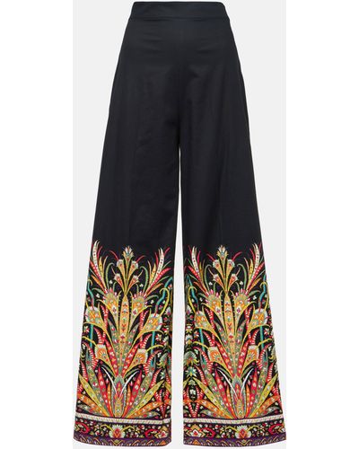 Etro Printed Cotton-blend Flared Pants - Blue