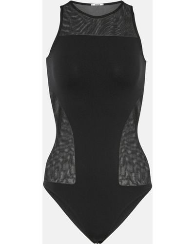 Wolford Sheer Opaque Bodysuit - Black