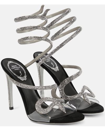 Rene Caovilla Snake Embellished Sandals 105 - Black