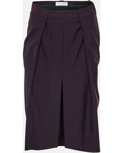 Victoria Beckham Herringbone Chalk Stripe Midi Skirt - Purple