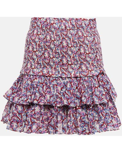 Isabel Marant Naomi Smocked Cotton Miniskirt - Purple