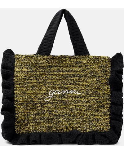 Ganni Crochet Tote Bag - Green