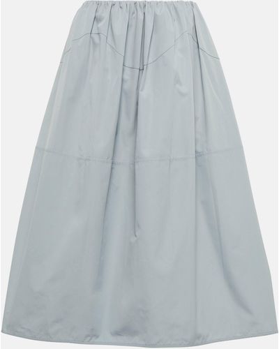 Jil Sander Gathered Cotton Poplin Midi Skirt - Blue