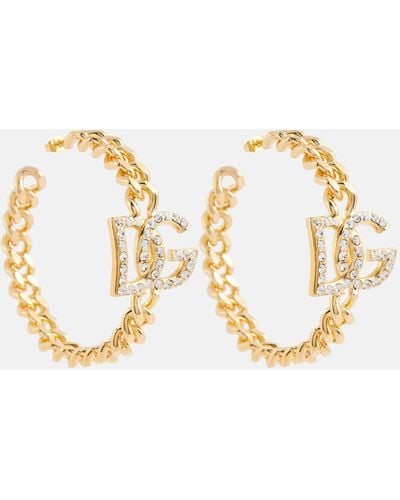Dolce & Gabbana Logo Embellished Earrings - Metallic