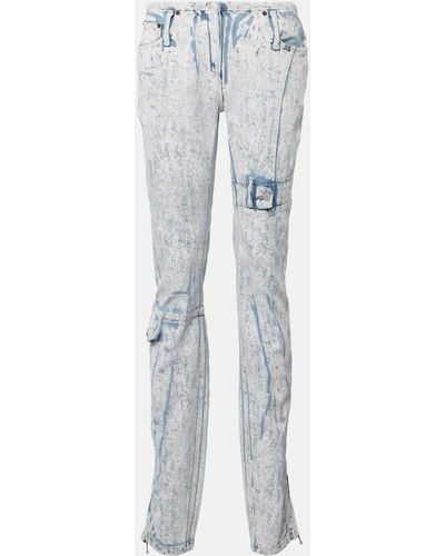 Acne Studios Printed Low-rise Slim Jeans - Blue