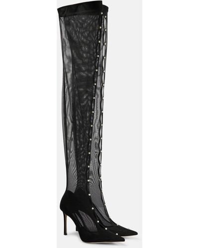 Jimmy Choo Psyche 95 Mesh Over-the-knee Boots - Black