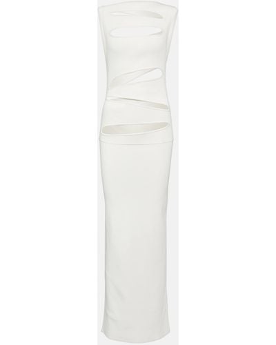 Christopher Esber Cutout Ribbed-knit Panelled Maxi Dress - White