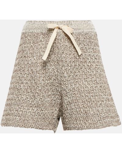 Jil Sander Open-knit Cotton-blend Shorts - White