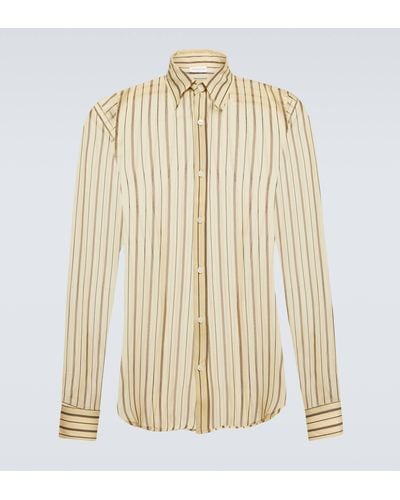 Dries Van Noten Striped Georgette Shirt - Natural