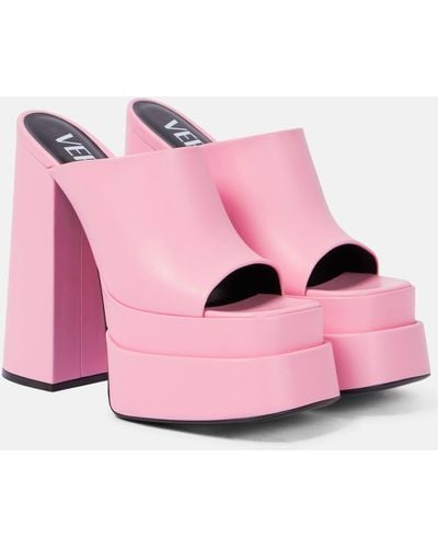 Versace Leather Peep-toe Platform Sandals - Pink