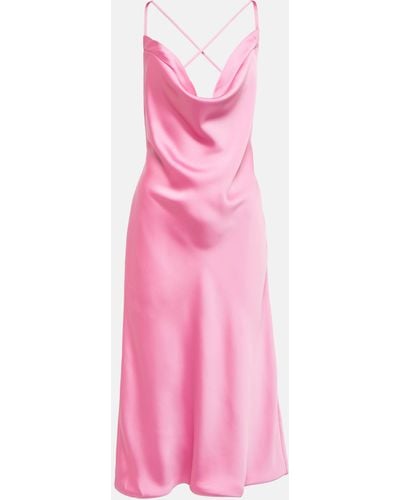 Norma Kamali Satin Midi Dress - Pink